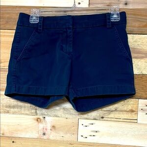 J. Crew size 00 Navy Blue Chino Low-rise 3.5”Shorts with Front and Back Pockets